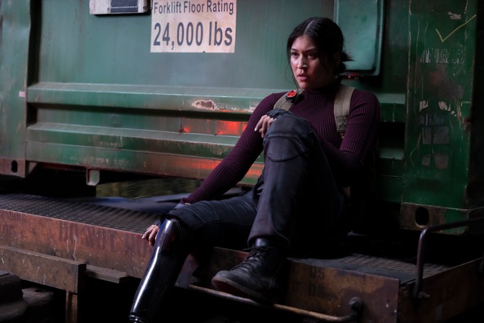 Alaqua Cox as Maya Lopez in Echo sitting down on a doorstep