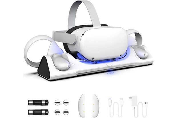 Meta Quest 2 charging dock with accessories